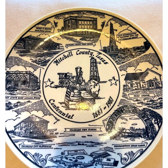 Mitchell County, TX Centennial 1881-1981 Collector Plate Kettlesprings Kilns vtg - Picture 3 of 5